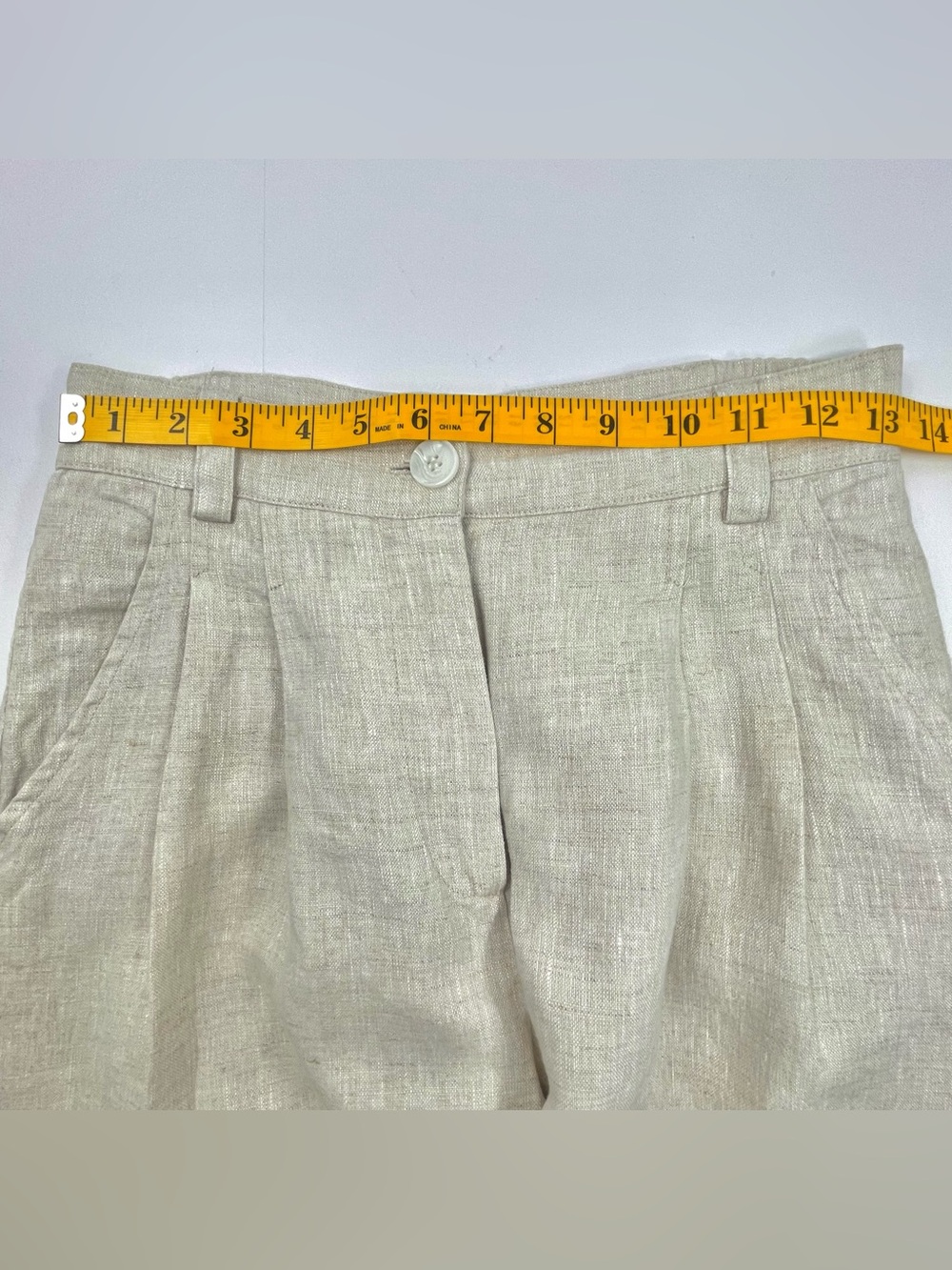 DISSH Women's Cropped Tan 100% Linen Pants Pleated Lined High Waisted Size 4 - Picture 10 of 12